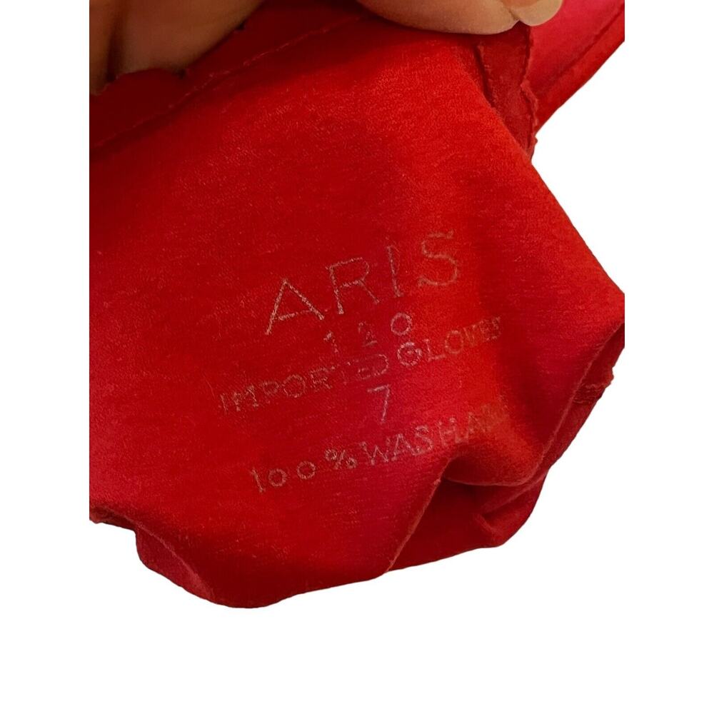 ARIS RED Suede GLOVES Washable Size 7 Made In Germany Vintage Scalloped Cuff - Picture 6 of 7